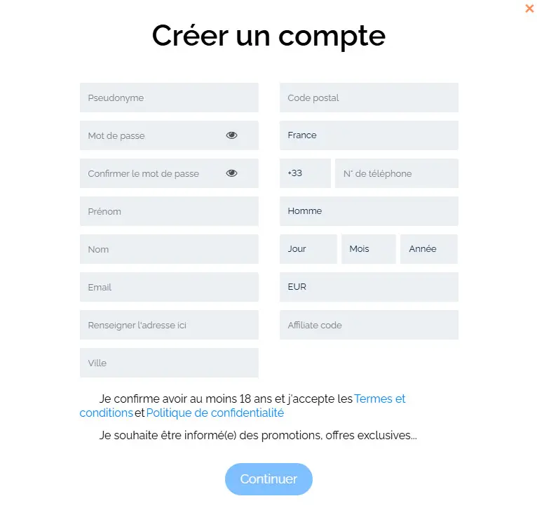 Processus d'inscription Cadoola Casino